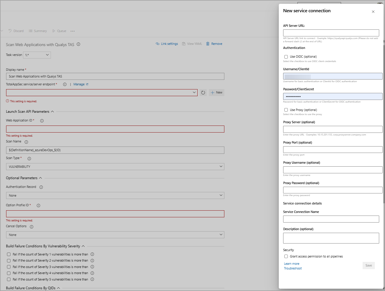 Go to the WAS service/server endpoint field and click New. 
