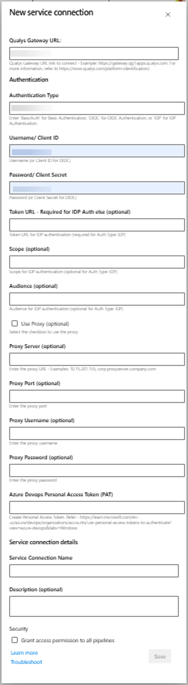 Go to the TAS service/server endpoint field and click New. 
