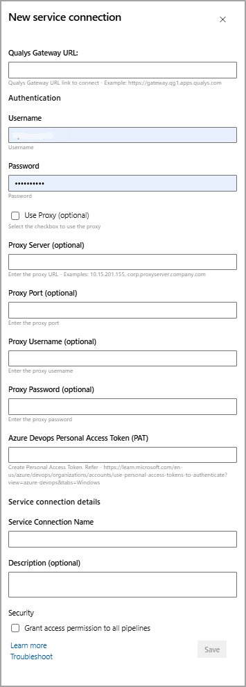 Go to the TAS service/server endpoint field and click New. 
