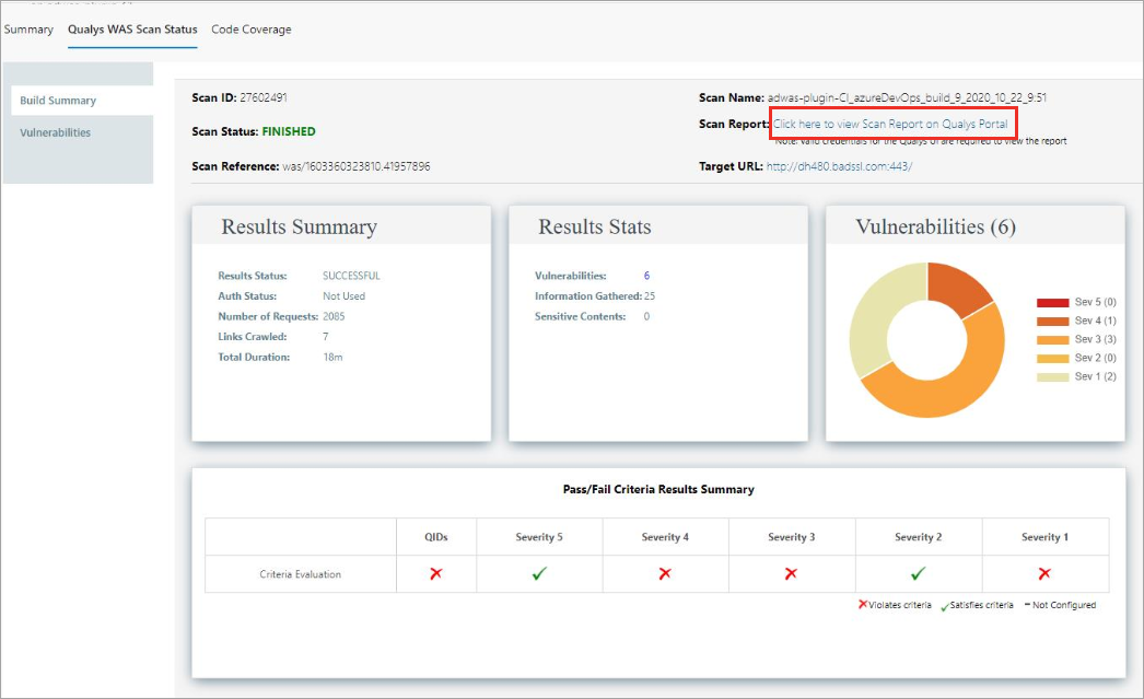 View the detailed WAS scan report on the Qualys portal.