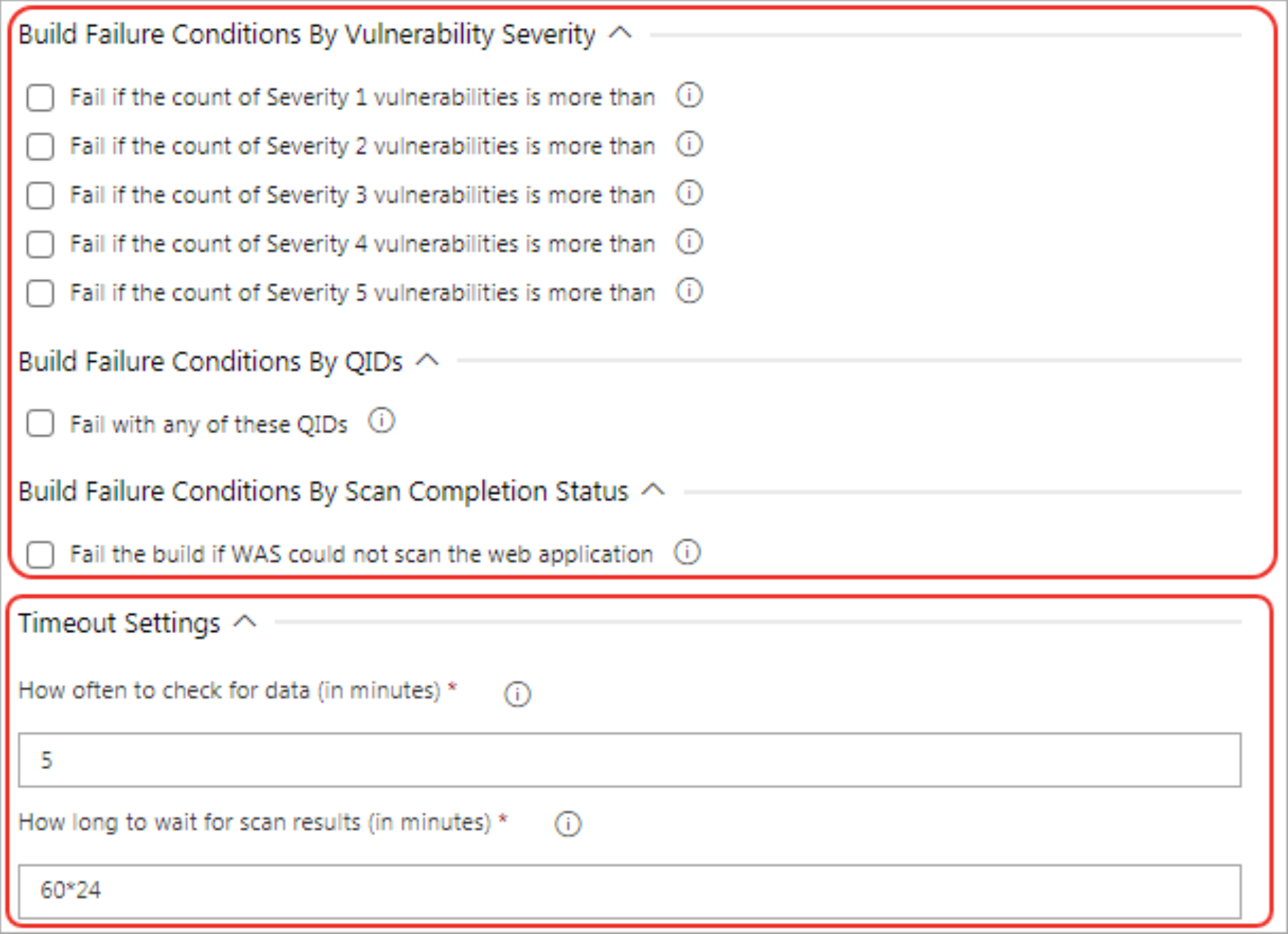 Configure the scan pass/fail criteria to fail a build job.