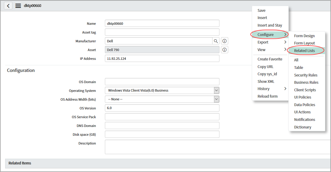 configure