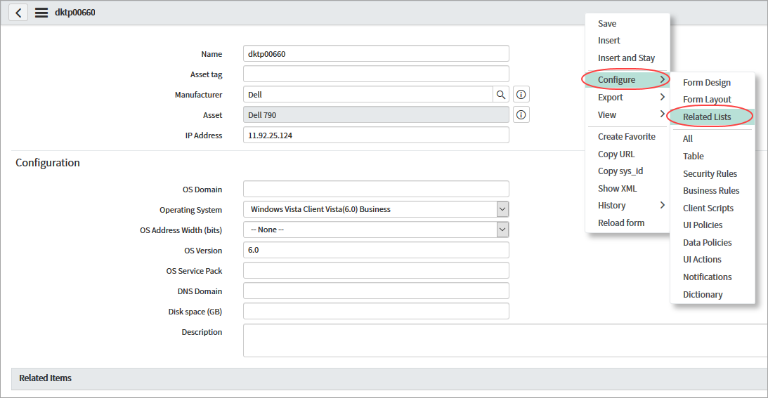 configure