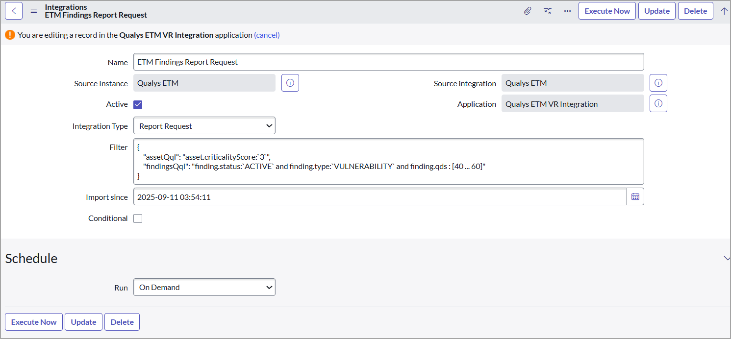 ETM Finding Report Status