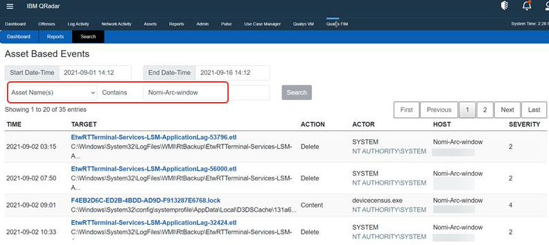Asset based Event Search