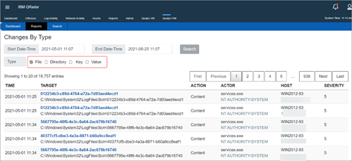 Changes by Type Reports