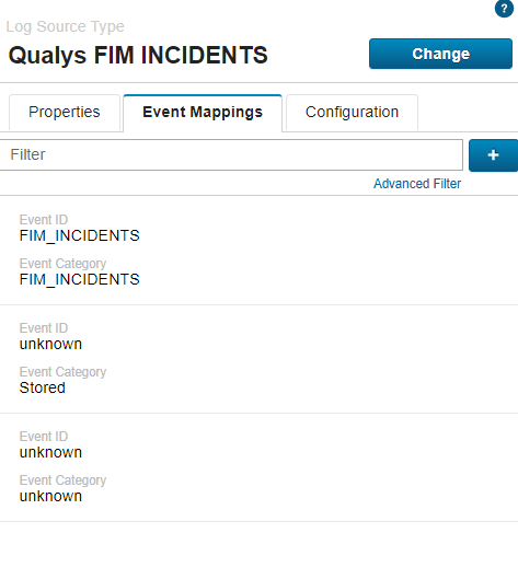 Qualys FIM incidents event mapping