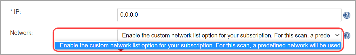 When custom network feature is not enabled in your subscription, predefined Network gets selected.