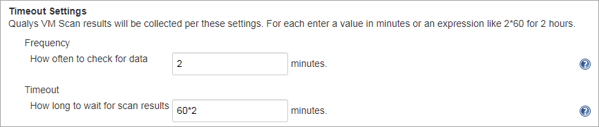 Configure the pass/fail criteria for a build, scan status polling frequency and timeout duration for the scan.