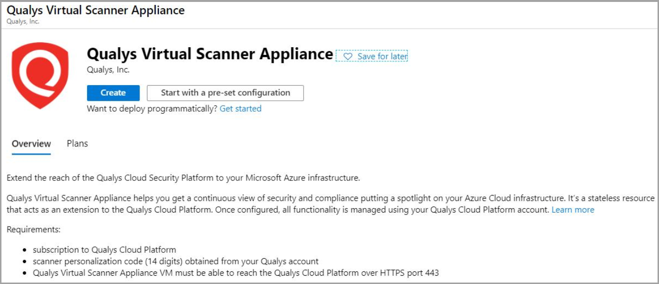 Deploy Qualys Scanner from Azure Portal