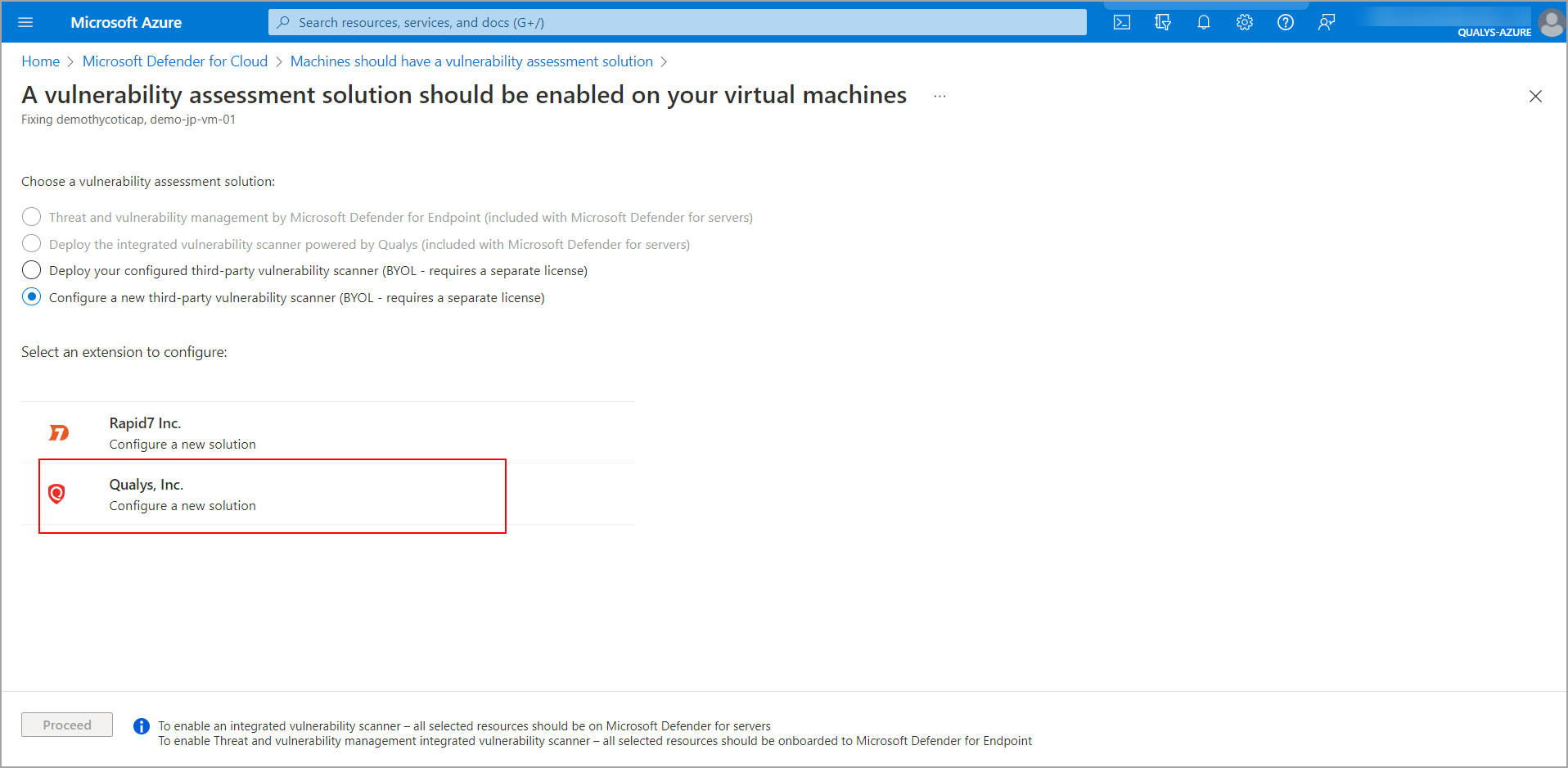 Deploy Qualys Cloud Agent from Microsoft Defender for Cloud