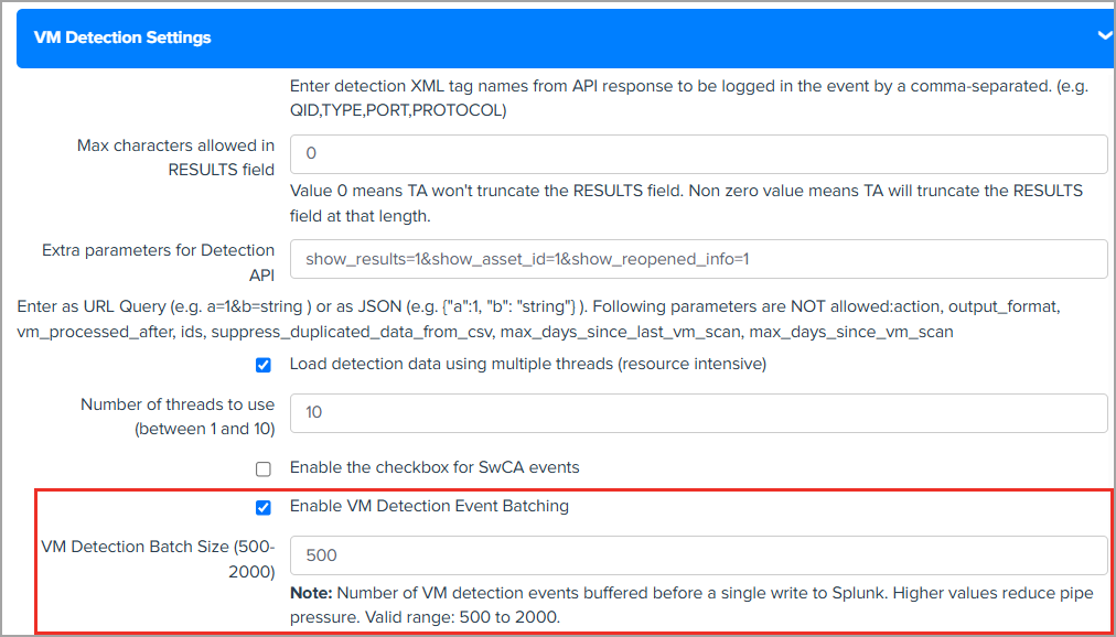 Enable batch sizing.