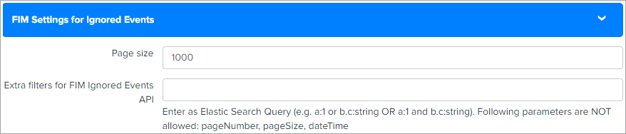 FIM Settings for Ignored Events.