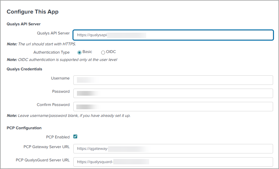 PCP Configuration.
