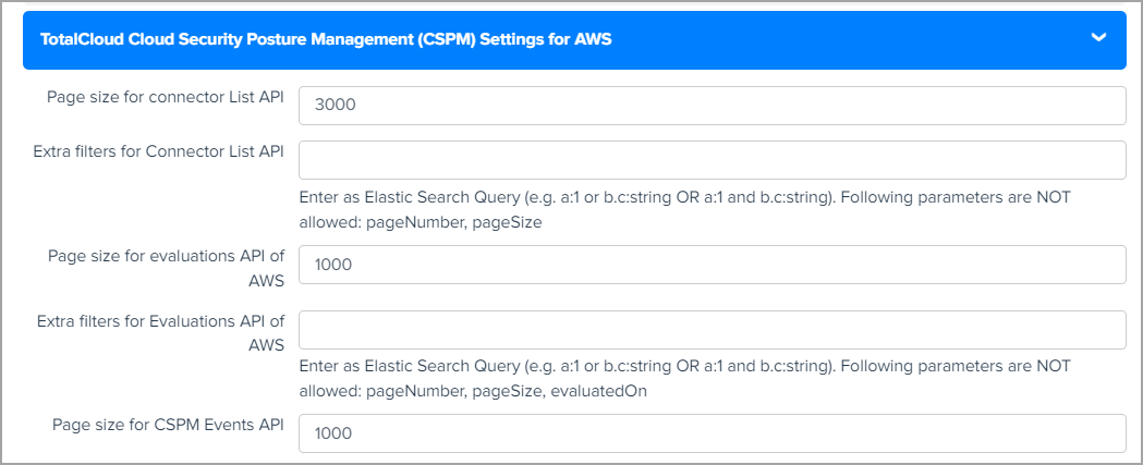 TC CSPM settings for AWS.