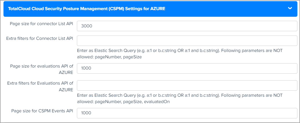 TC CSPM Settings for Azure.