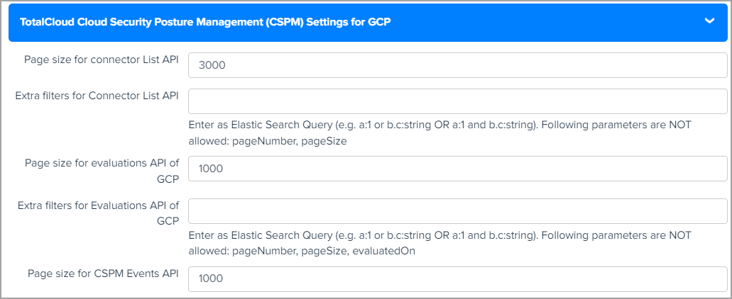 TC CSPM Settings for GCP