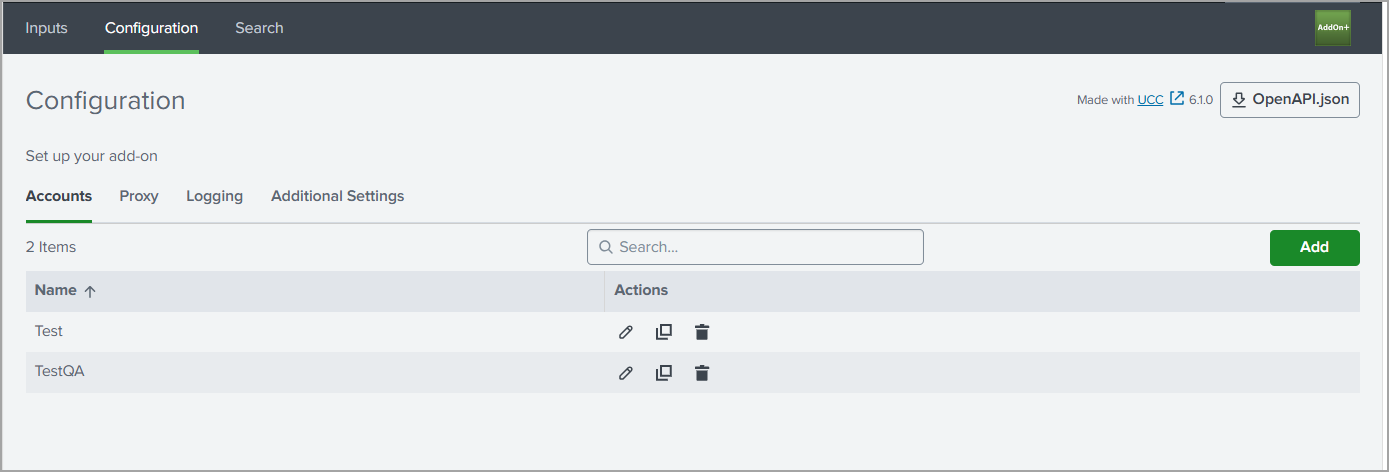 Configuration tab.