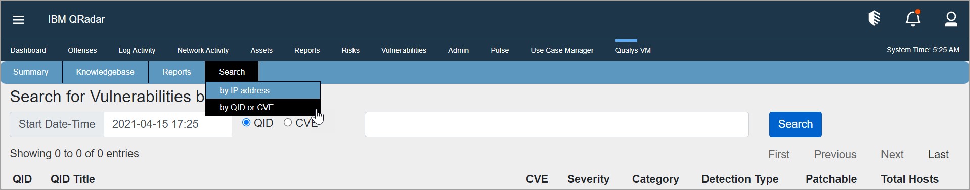 Search by QID or CVE 