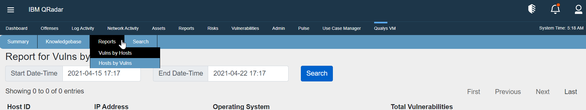 Reports - Vulns by Hosts 