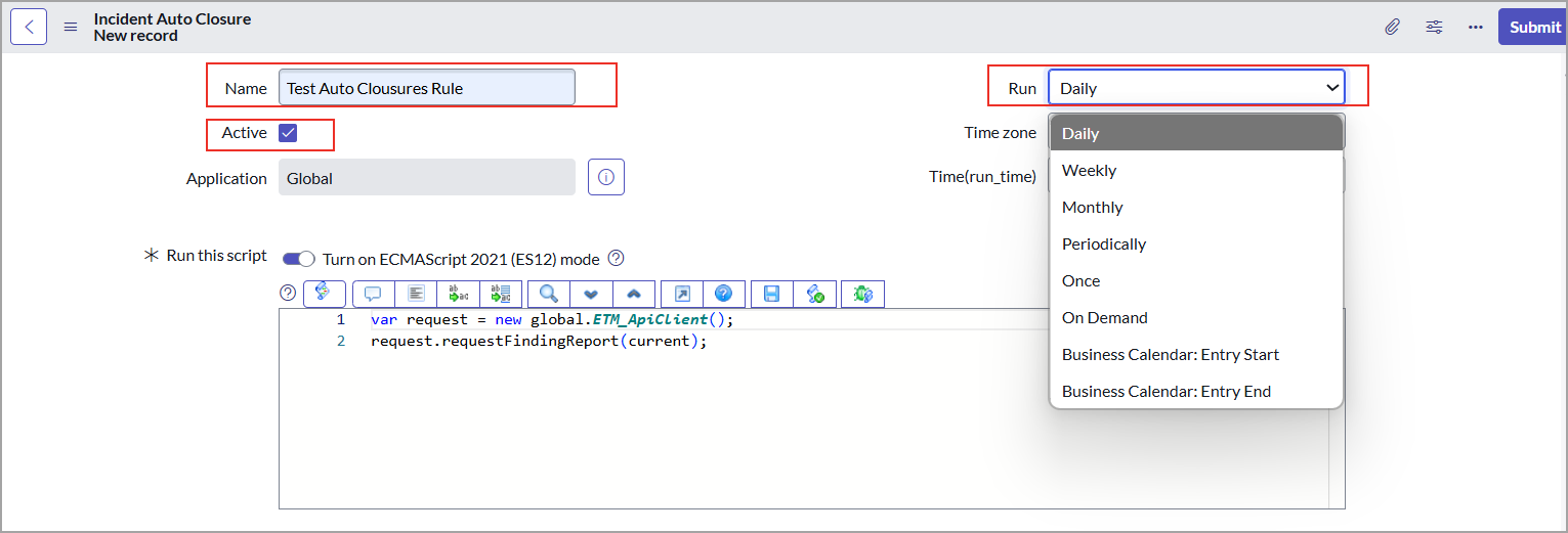 Incident auto closure configuration.