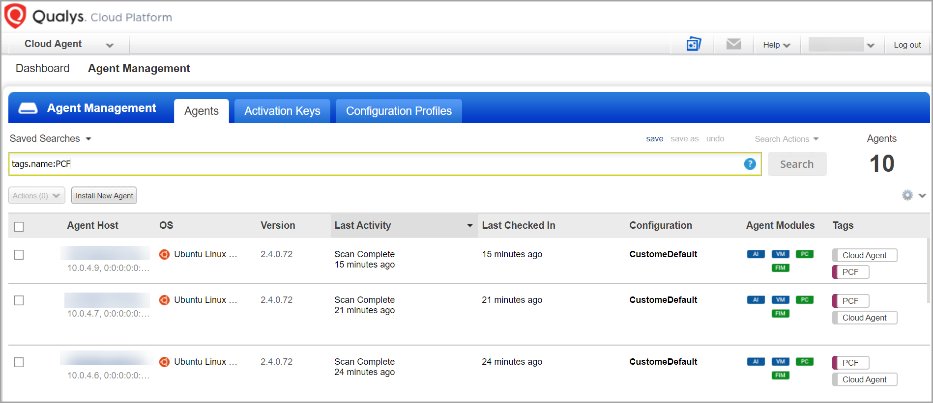 Qualys Cloud Agent UI