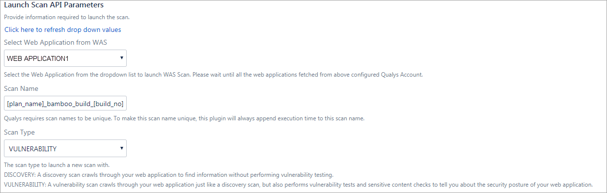 Launch Scan API Parameter