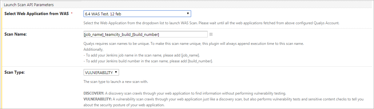 Launch Scan API Parameters
