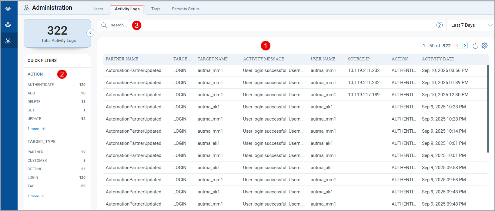 Activity Logs Tab.