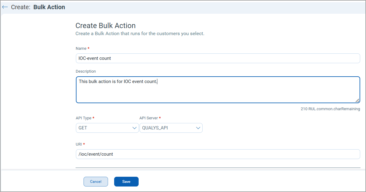 create bulk action screen 1