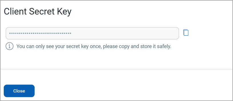 Client Secret Key dialogue box.