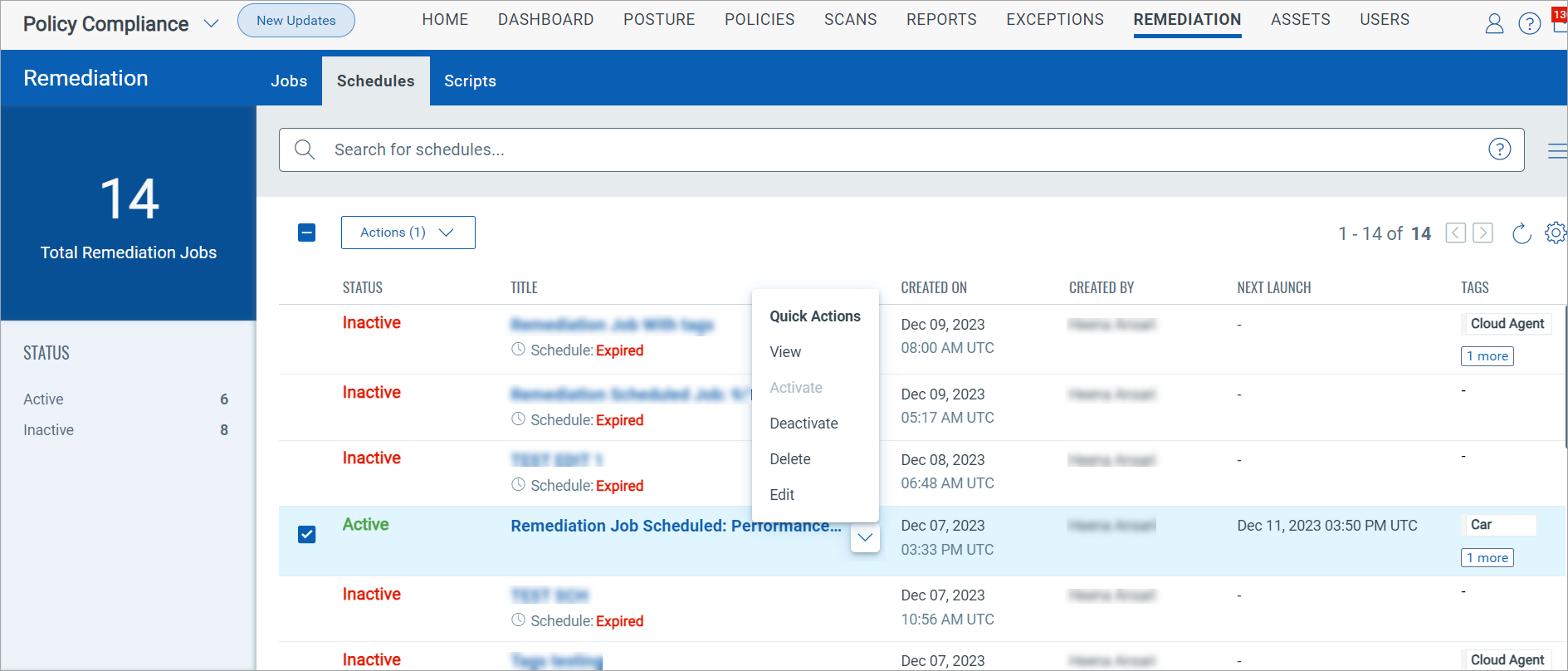 Remediation Schedules.