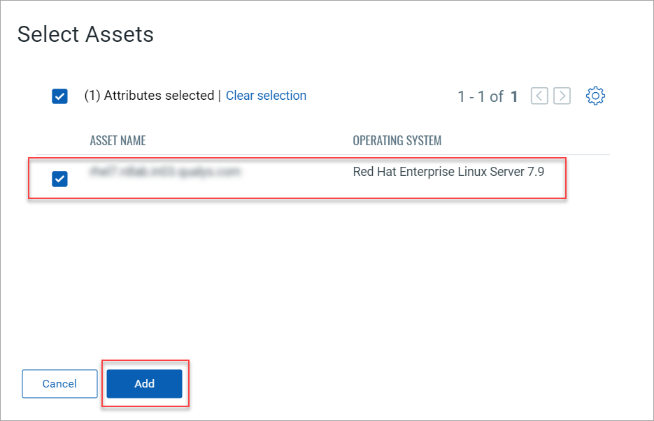 Select the asset to exclude.
