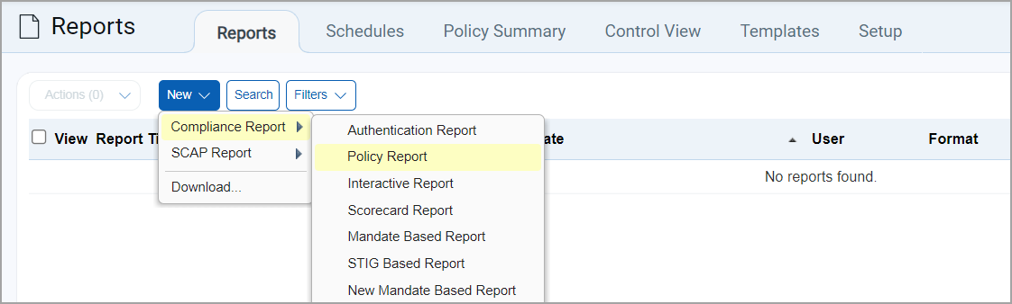 New Report options under Reports
