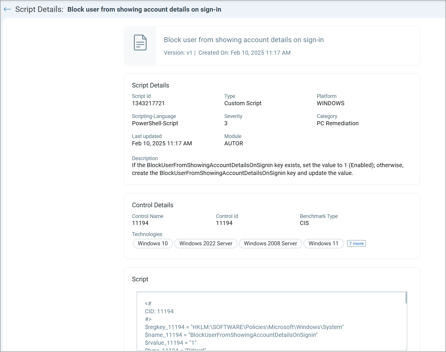 Viewing Remediation Scripts