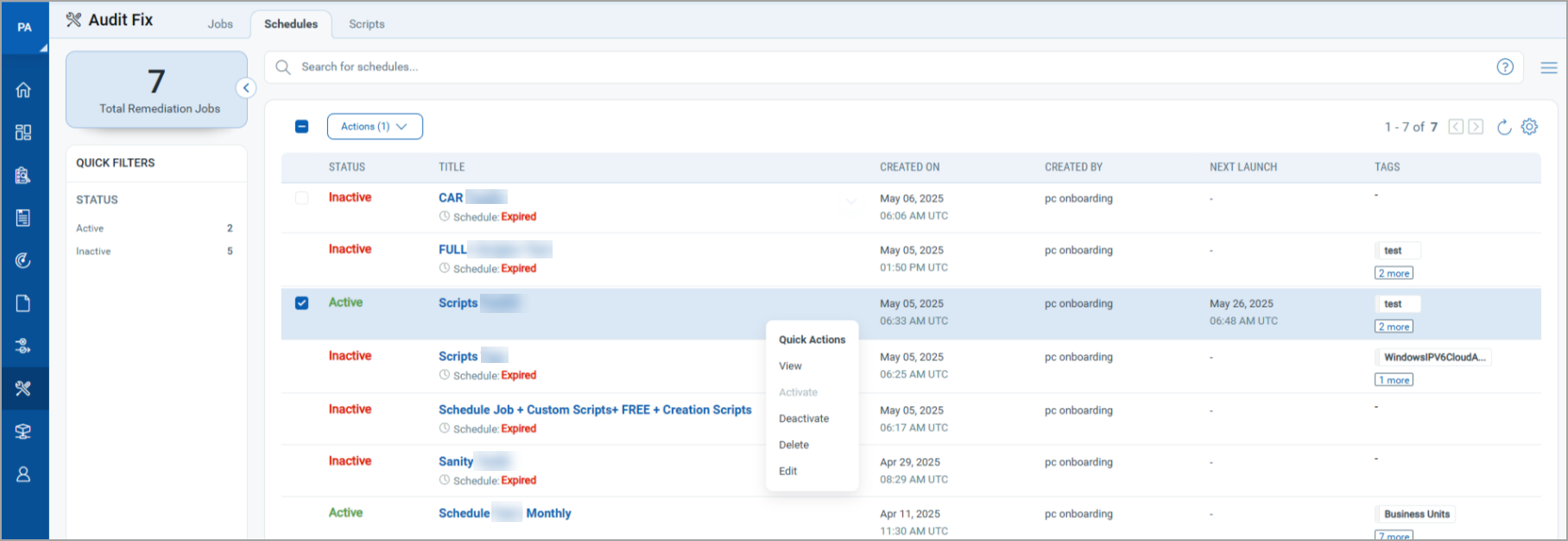 Remediation Schedules.