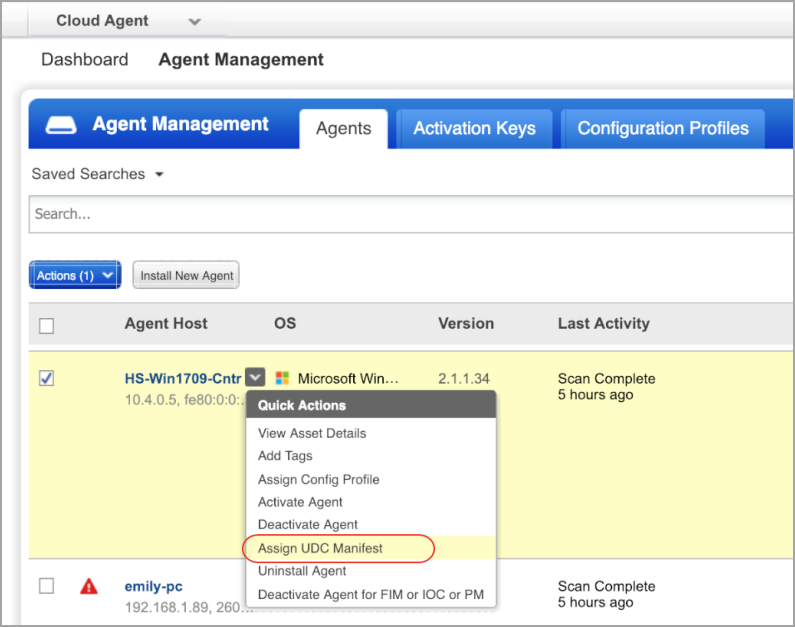 Assign UDC Manifest option in Cloud Agent app.