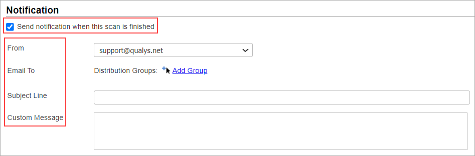 Selecting send notification.