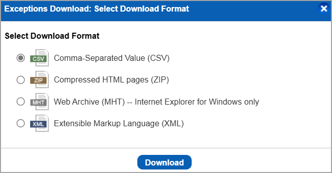 Select download format.