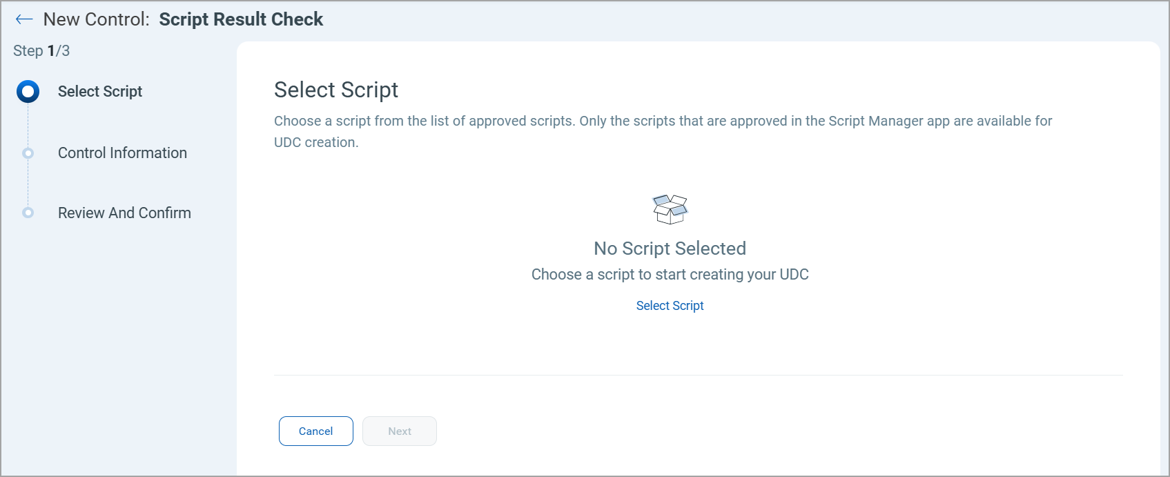 Script result check page to select scripts.