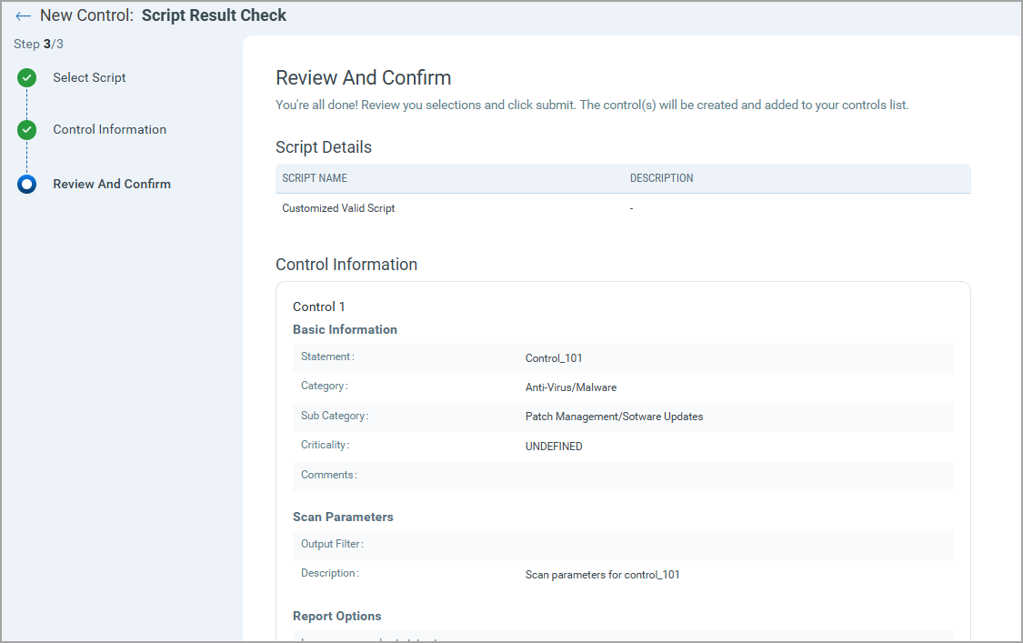 Review and confirm page.