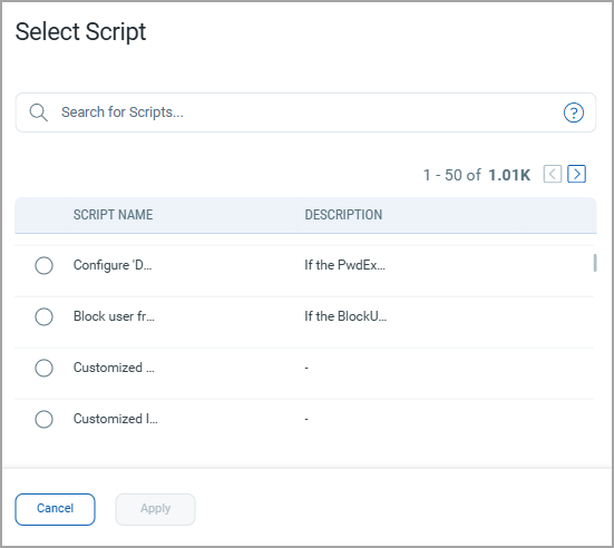 Option to choose the scipts that are created in Script Manager