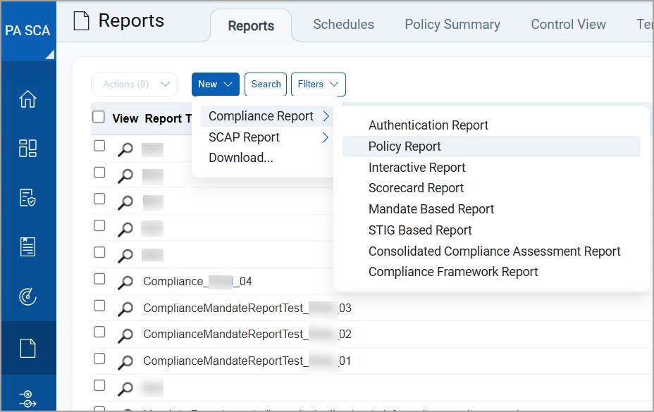 New Report options under Reports