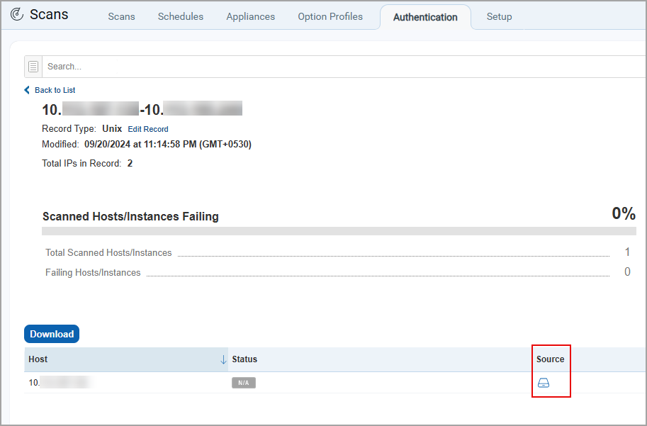 Agent icon displayed in the host details authentication report.