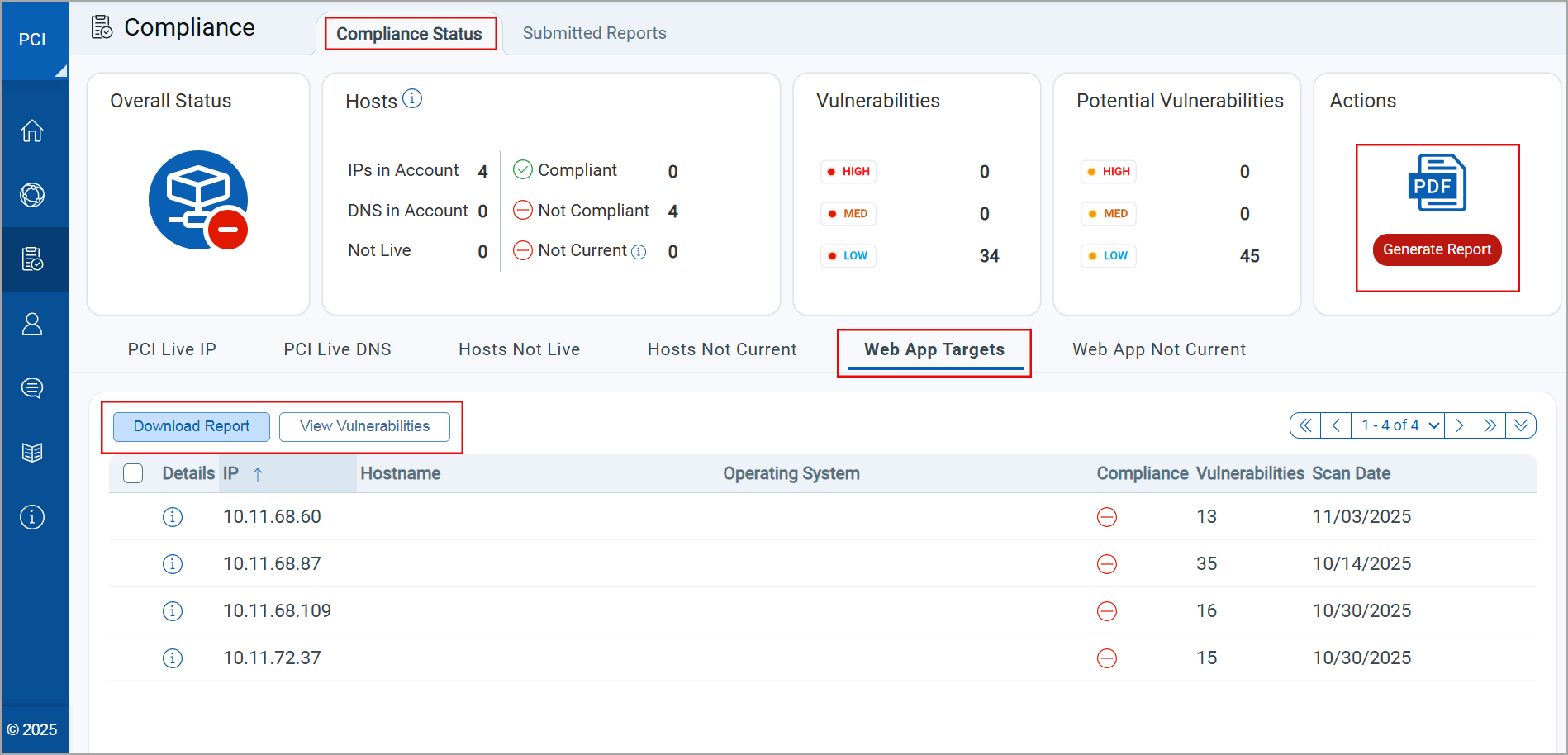 Generate Compliance Report.