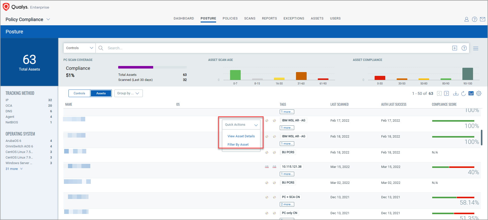 Choose View Asset Details from Quick Action menu