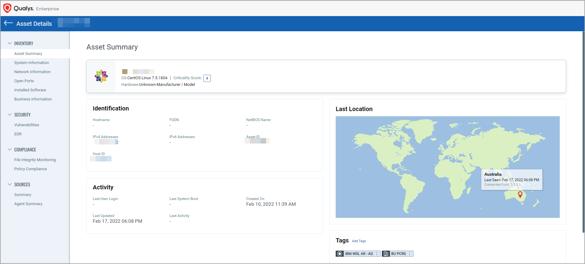 View Asset Summary
