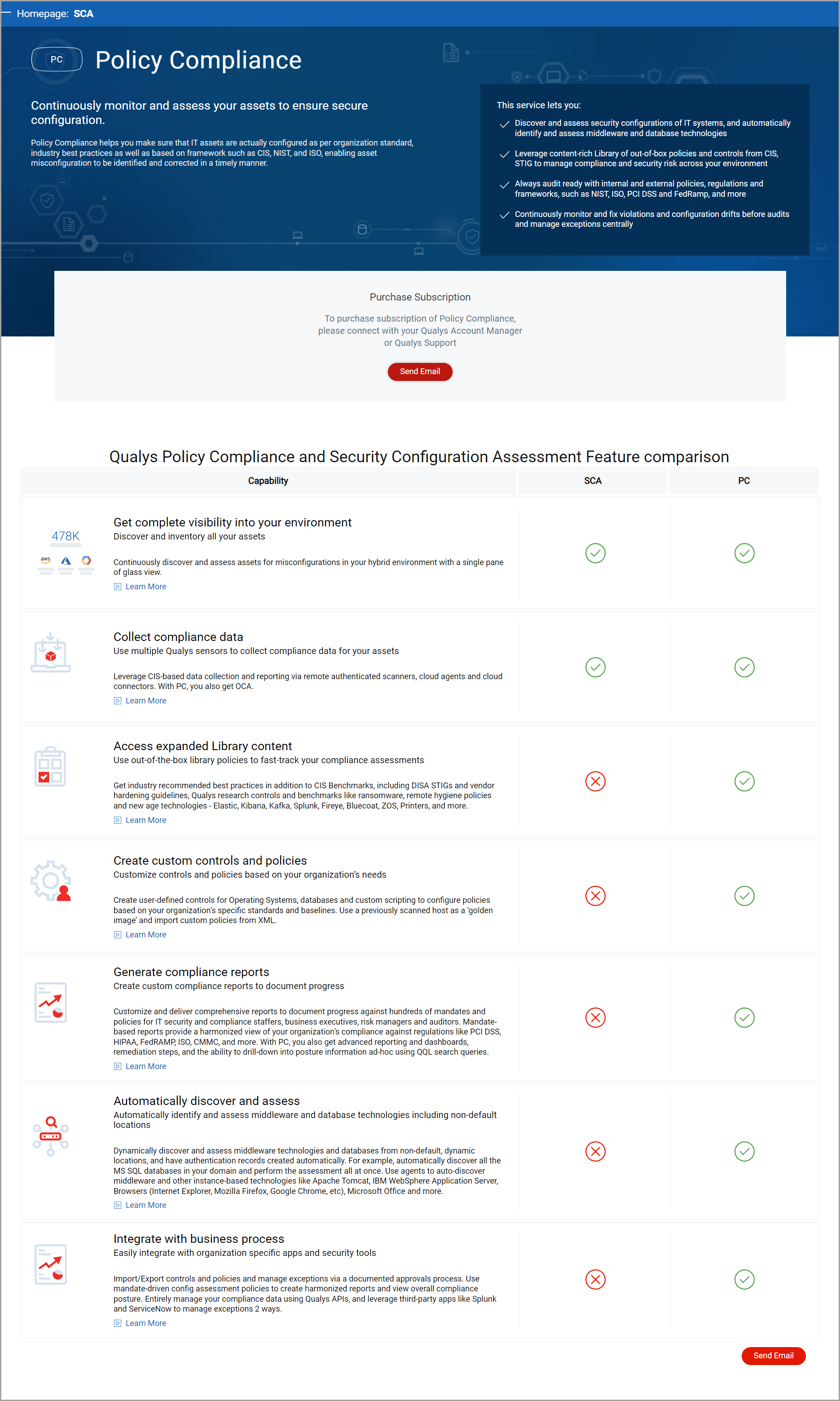 Image of the PC Home page for SCA customers