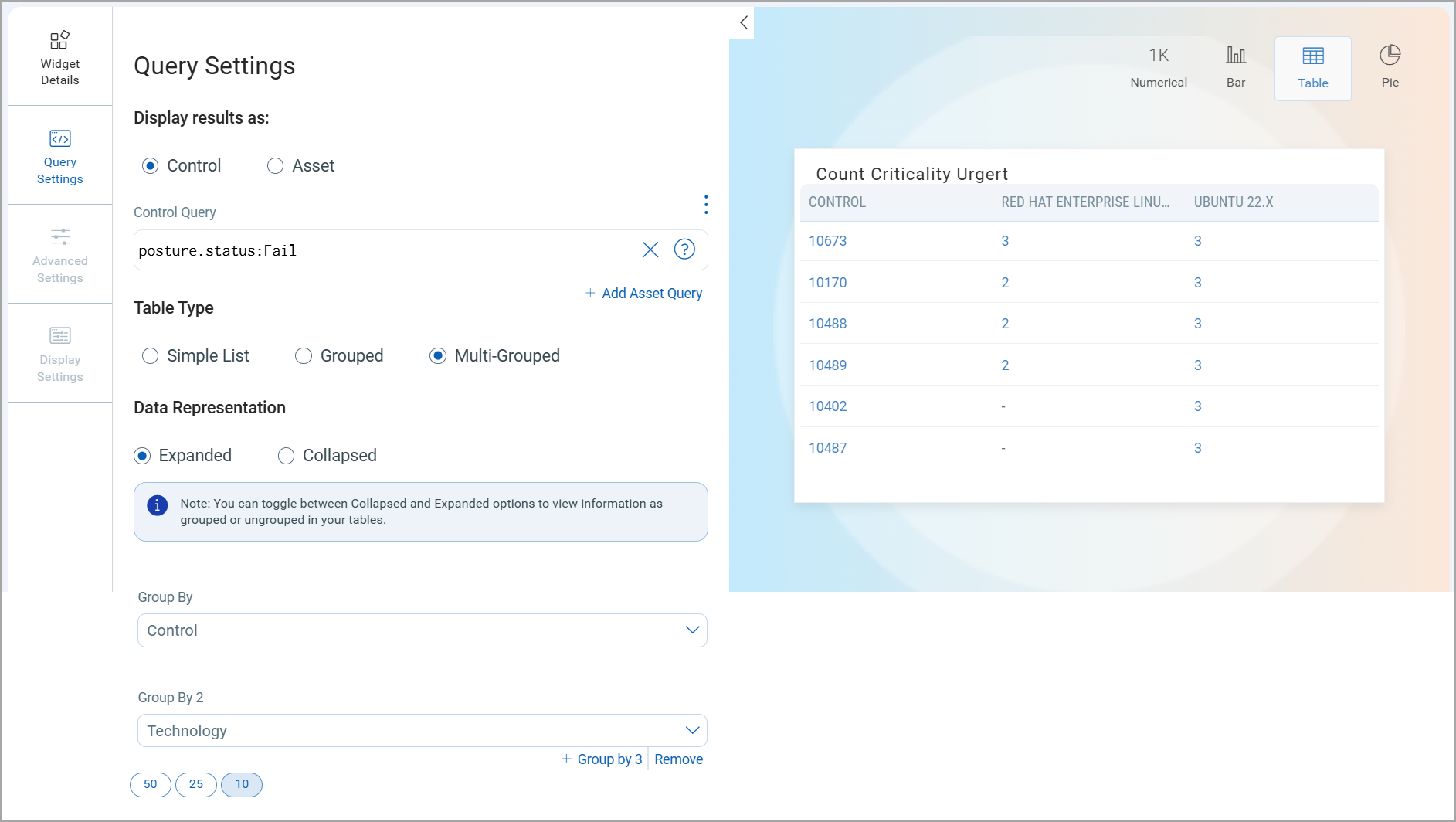 Table Widget with Expanded View