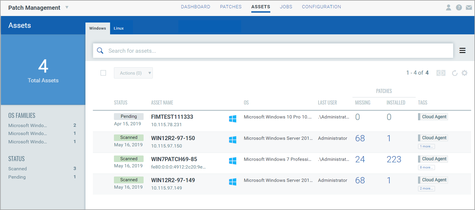 assets tab